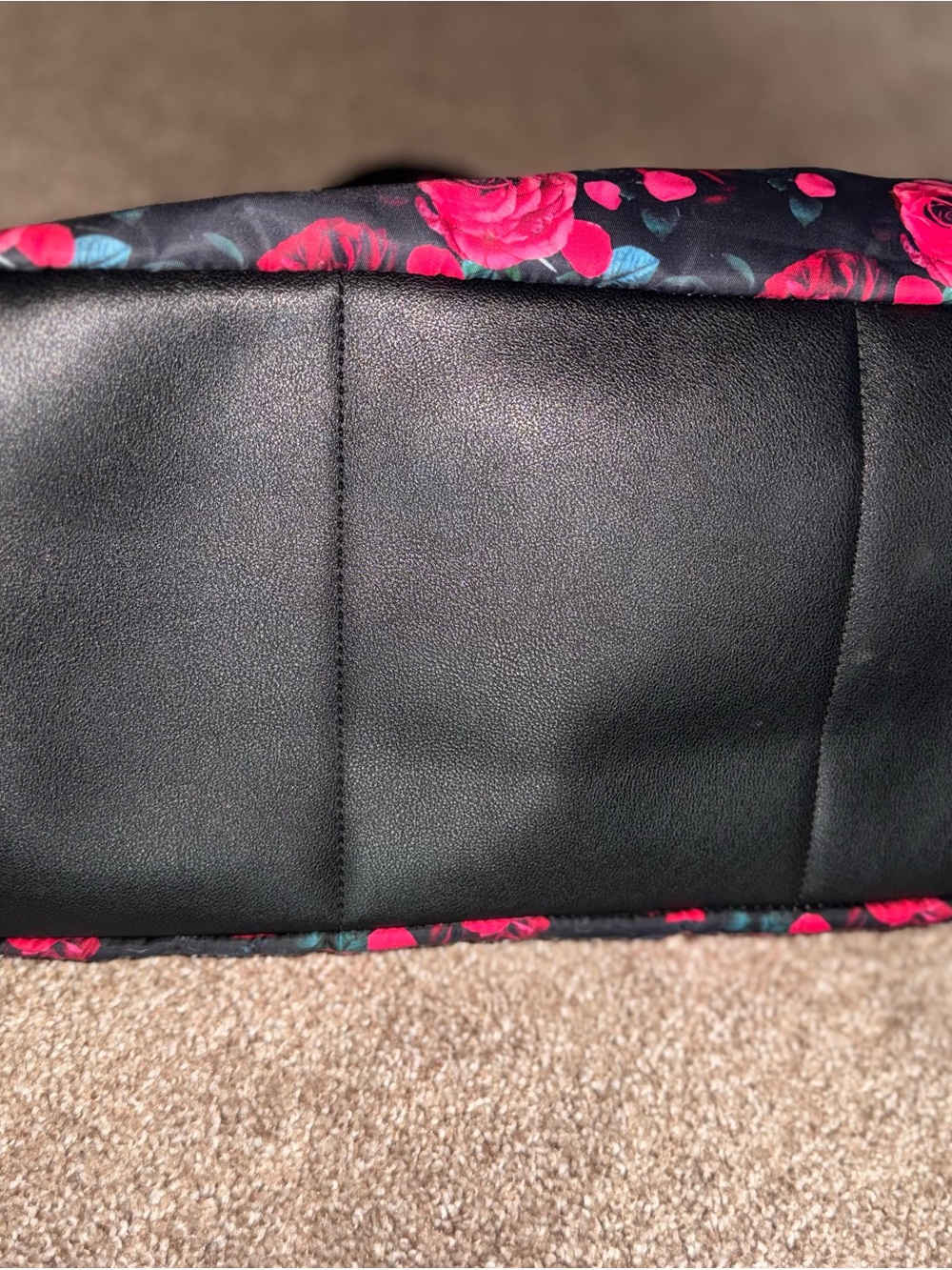 Juicy Couture Black Shoulder Tote with Pink Rose Print - Picture 3 of 4